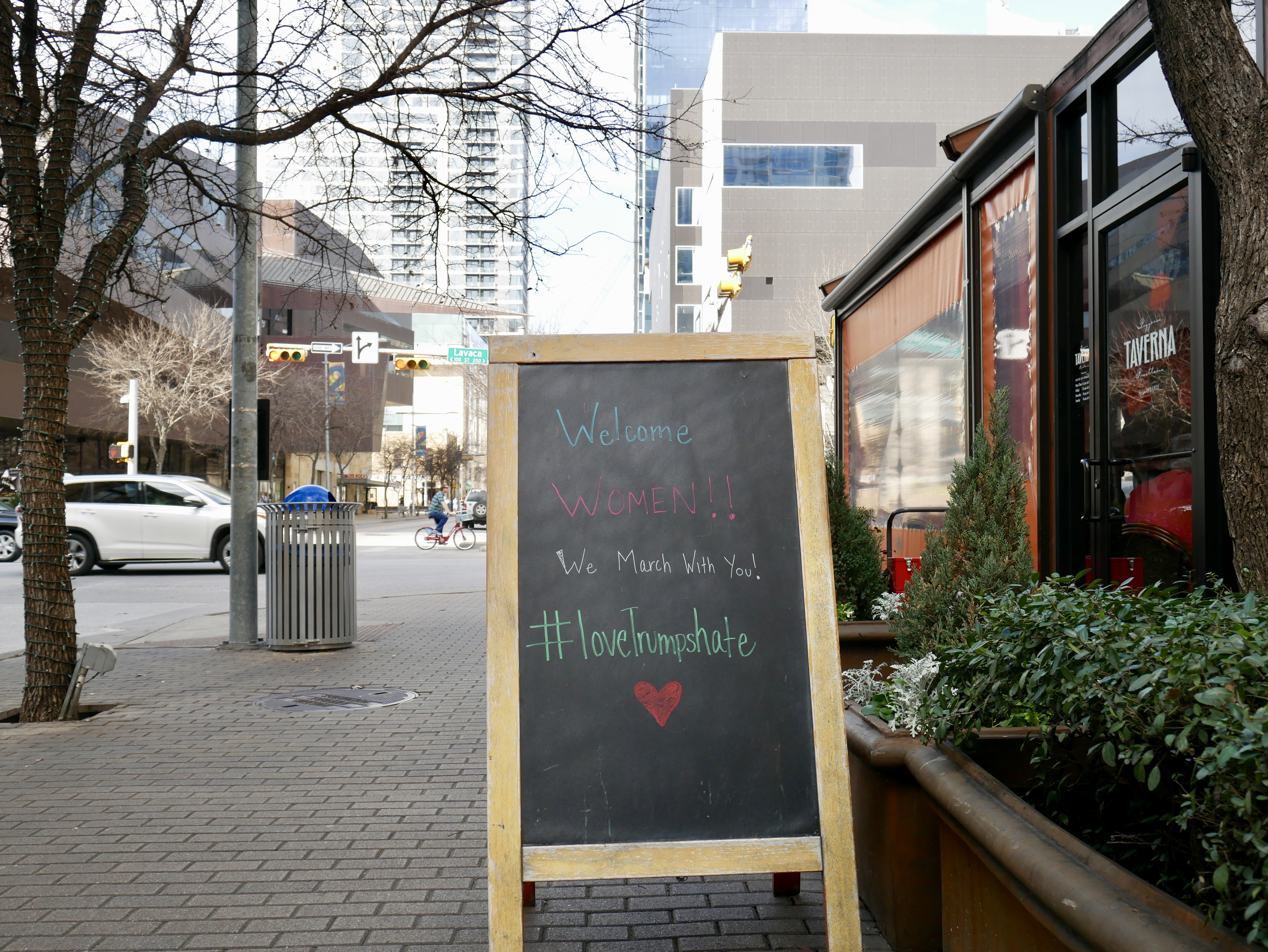 Downtown businesses offered support and free coffee to marchers.