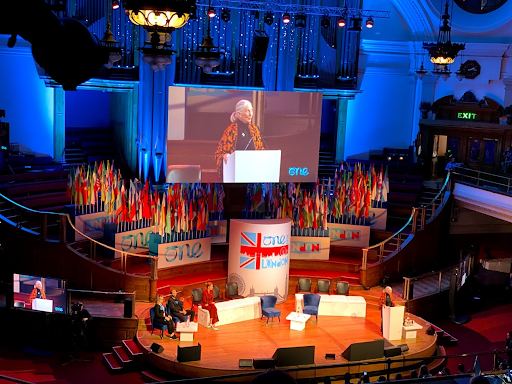 Jane Goodall speaks at the 2019 One Young World summit in London