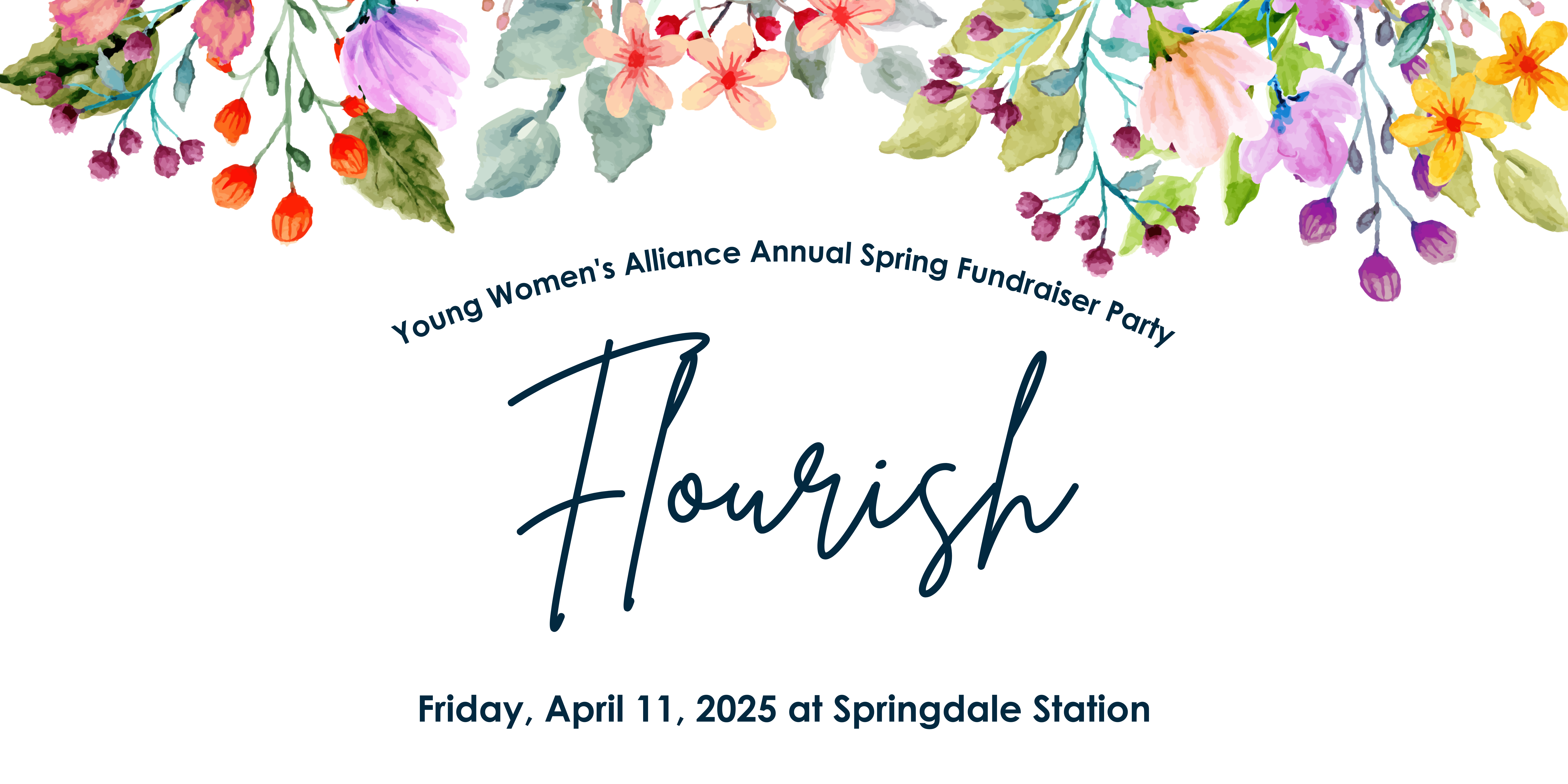 YWA presents Flourish 2025, our annual fundraiser party. This event will take place at Springdale Station on April 11, 2025.